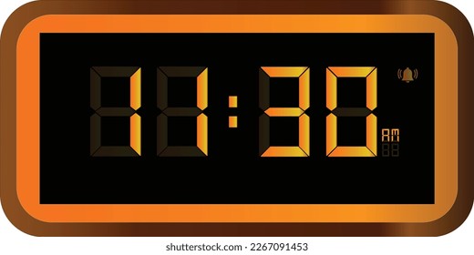 Vector illustration of gold color digital clock at 11.30 am