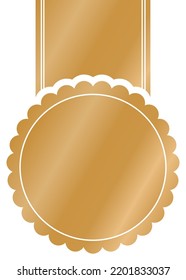 vector illustration of gold colored award ribbon medal banner on white background