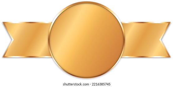 vector illustration of gold colored award ribbon banner on white background