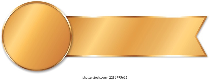 ilustración vectorial del premio de color oro con banner de cinta dorada
