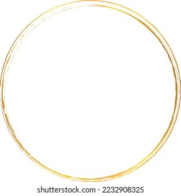 vector illustration of gold colored circle shape brush painted banner frame	
