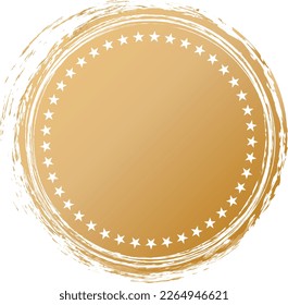 ilustración vectorial del pincel de círculo dorado pintado banner con marco de forma de estrellas