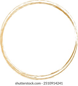 vector illustration of gold colored circle shape brush painted banner frame stamp