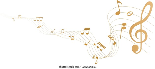 Vektorgrafik goldfarbener Noten - Melodie	
