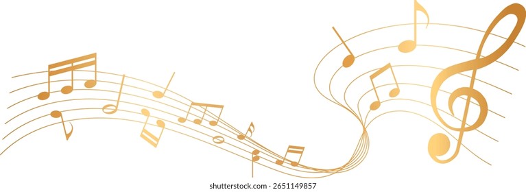 ilustração vetorial de partitura de cor dourada - notas musicais melodia