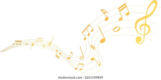 ilustração vetorial de partitura de cor dourada - notas musicais melodia