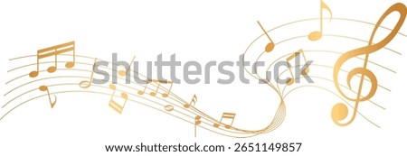 vector illustration of gold colored sheet music - musical notes melody