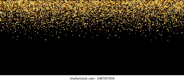 Vector illustration of gold confetti on black