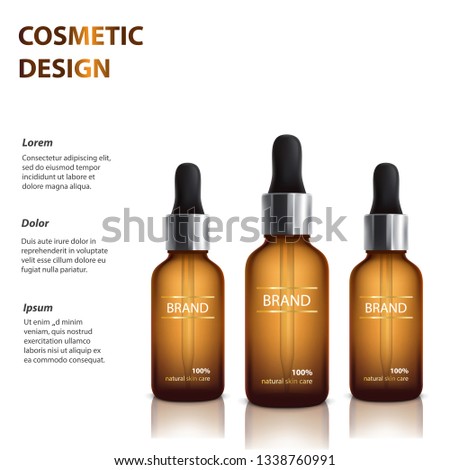 Vector illustration of Gold container. Realistic cosmetics bottle on White background. Container for cream, foams and other cosmetics. Template For Mock up Your Design.