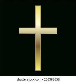 Vector illustration of Gold cross on a black background.