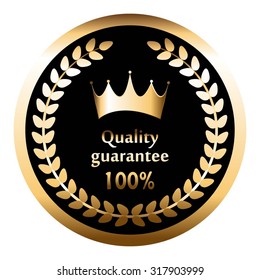 Vektorgrafik von Goldkrone und Lorbeerkranz. Qualitätsgarantie 100%.