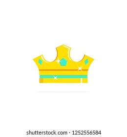 Vector illustration of a gold crown with precious stones isolated on white background.