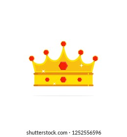 Vector illustration of a gold crown with precious stones isolated on white background.