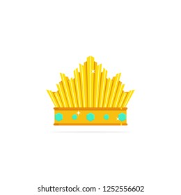 Vector illustration of a gold crown with precious stones isolated on white background.