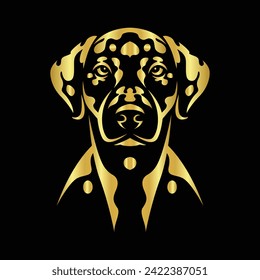 Ilustración vectorial del logotipo de la línea principal de los dálmatas dorados en fondo negro