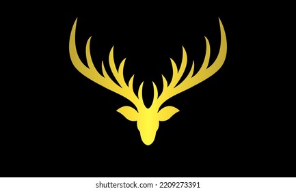 vector illustration of gold deer head icon sign. Luxury, modern and elegant design can be used for any business such as real estate, residential, high end property agency