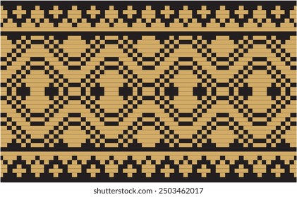 Ilustración vectorial del patrón de diseño de oro del ornamento tradicional indonesio del songket que teje, conveniente para el uso para el tejido de la tela, ornamentos de la frontera, batik, decoración.