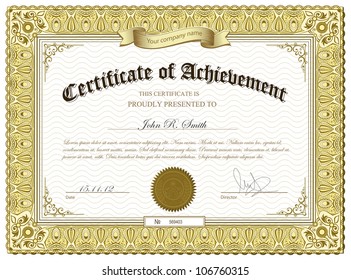 Vector illustration of gold detailed certificate