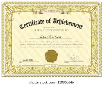 Vector illustration of gold detailed certificate