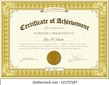 Vector illustration of gold detailed certificate