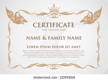 Vector illustration of gold detailed certificate