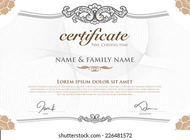 Vector illustration of gold detailed certificate.