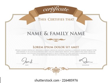 Vector illustration of gold detailed certificate.