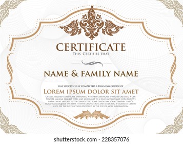 Vector illustration of gold detailed certificate