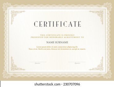 Vector illustration of gold detailed certificate