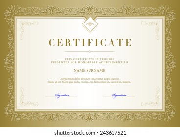 Certificate Template Vector Stock Vector (Royalty Free) 544984807 ...