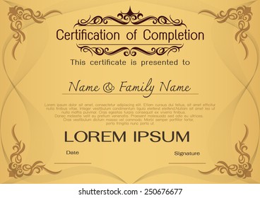 Vector illustration of gold detailed certificate