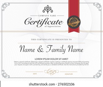 Vector illustration of gold detailed certificate.