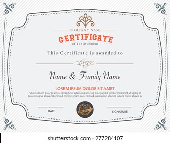 Vector illustration of gold detailed certificate.