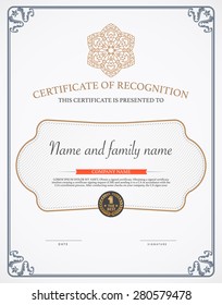 Vector illustration of gold detailed certificate.
