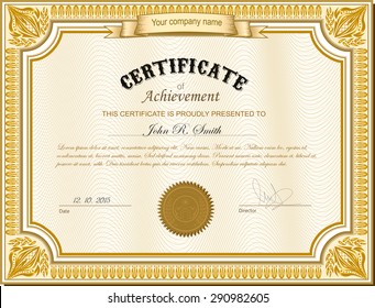 Vector illustration of gold detailed certificate