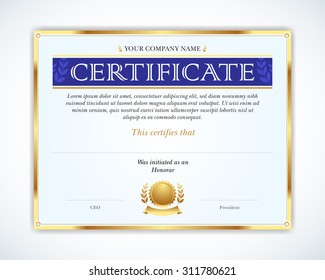 Luxury Certificate Template Elegant Border Frame Stock Vector (Royalty ...