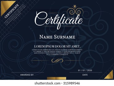 Vector illustration of gold detailed certificate