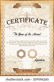 Vector illustration of gold detailed certificate 