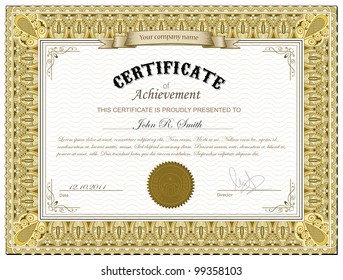 Vector illustration of gold detailed certificate