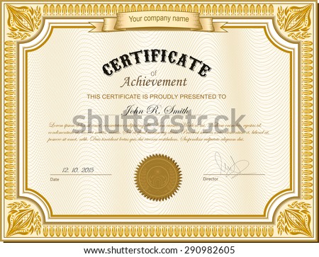 Vector illustration of gold detailed certificate