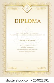 Vector illustration of gold detailed Diploma