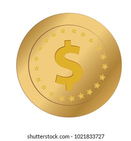 vector illustration of gold dollar coin