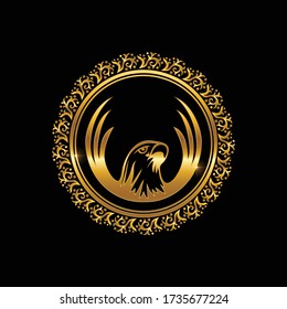 A vector illustration of Gold Eagle Circle Logo Frame 