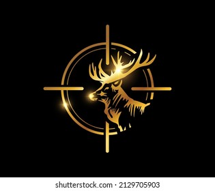 A vector illustration of Gold Elk Hunter Logo Sign