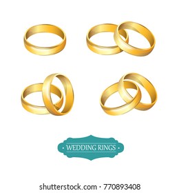 Vector illustration. Gold engagement ring