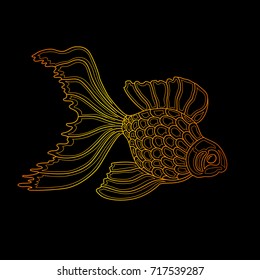 Vector illustration of gold fish. Line art design
