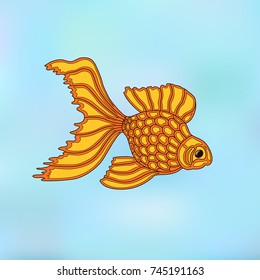 Vector illustration of gold fish. Line art design