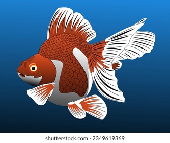 Vector illustration of gold fish on blue background