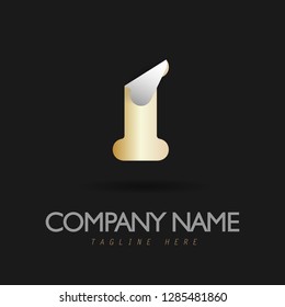 Vector Illustration of Gold Folded Paper Letter I for Company Logo