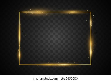 Vector illustration of a gold frame with a brush stroke.	
